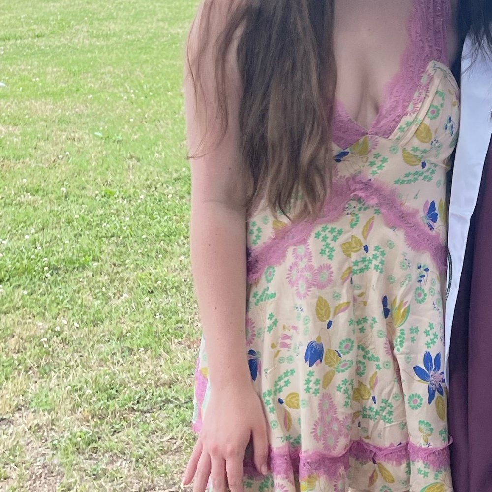 Urban Outfitters Floral Sundress with Pink Lace Detail
